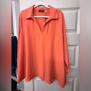 Tahari Vibrant Orange Blouse